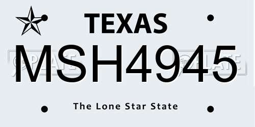 MSH4945 Texas License Plate