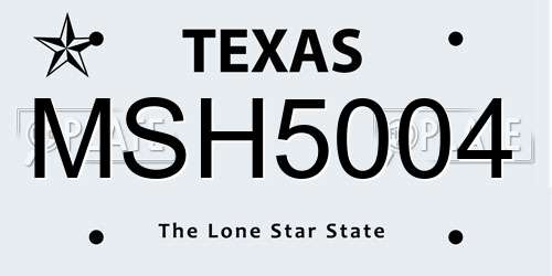 MSH5004 Texas License Plate