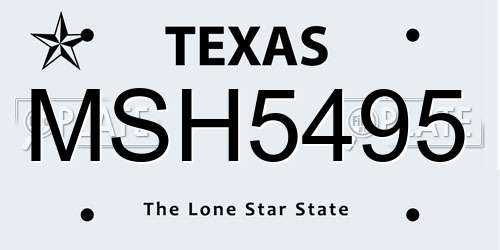 MSH5495 Texas License Plate