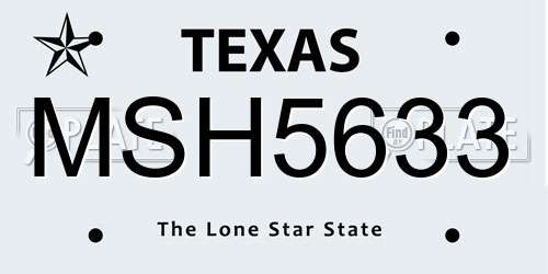 MSH5633 Texas License Plate