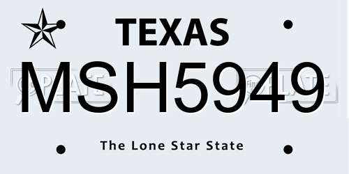 MSH5949 Texas License Plate