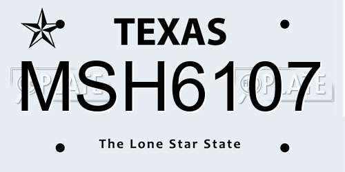 MSH6107 Texas License Plate