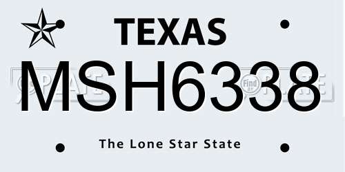 MSH6338 Texas License Plate