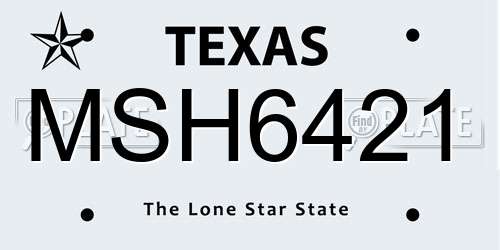 MSH6421 Texas License Plate