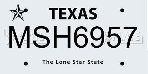 MSH6957 Texas License Plate
