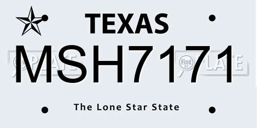 MSH7171 Texas License Plate