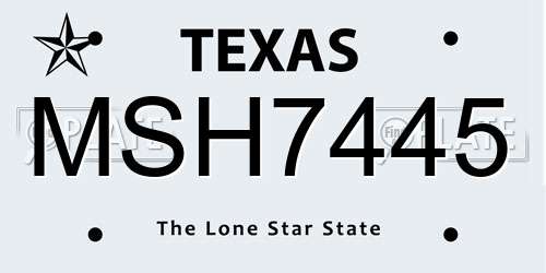 MSH7445 Texas License Plate
