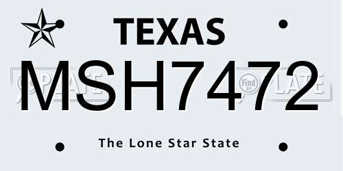MSH7472 Texas License Plate