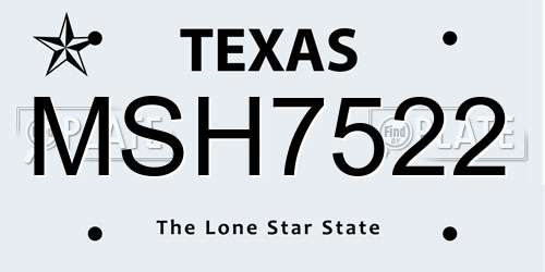 MSH7522 Texas License Plate