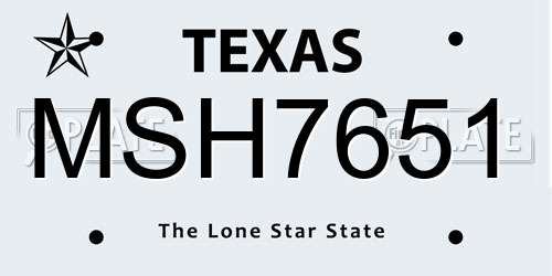 MSH7651 Texas License Plate