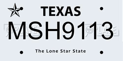 MSH9113 Texas License Plate