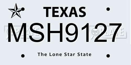MSH9127 Texas License Plate