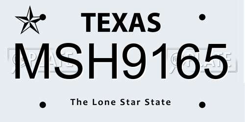 MSH9165 Texas License Plate