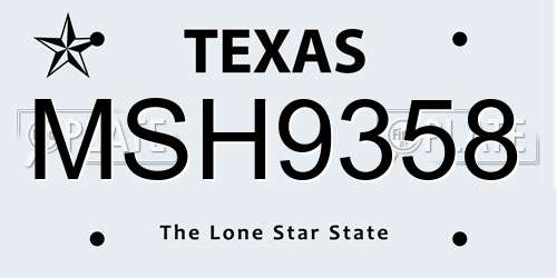 MSH9358 Texas License Plate