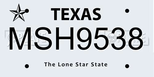 MSH9538 Texas License Plate