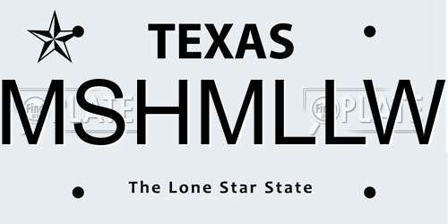 MSHMLLW Texas License Plate