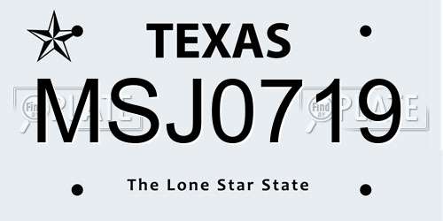 MSJ0719 Texas License Plate