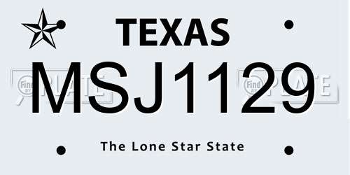 MSJ1129 Texas License Plate