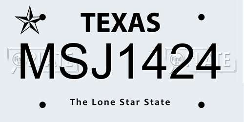 MSJ1424 Texas License Plate