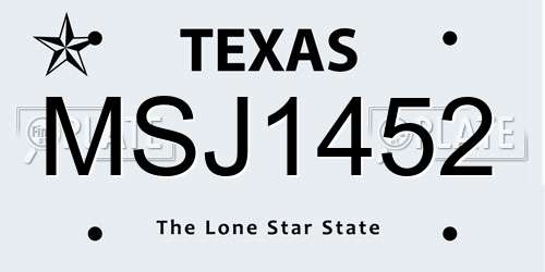 MSJ1452 Texas License Plate