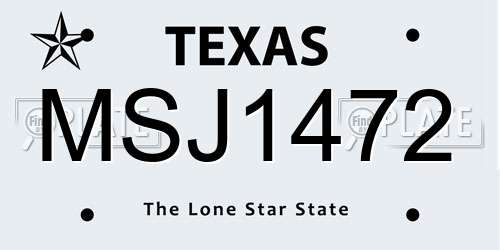 MSJ1472 Texas License Plate