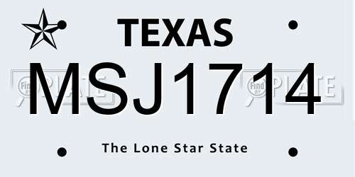 MSJ1714 Texas License Plate