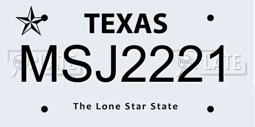 MSJ2221 Texas License Plate