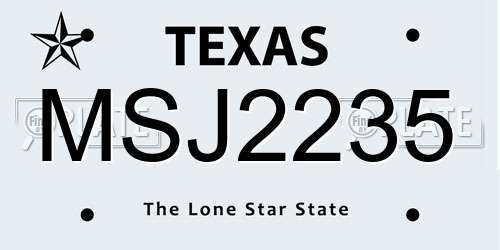 MSJ2235 Texas License Plate