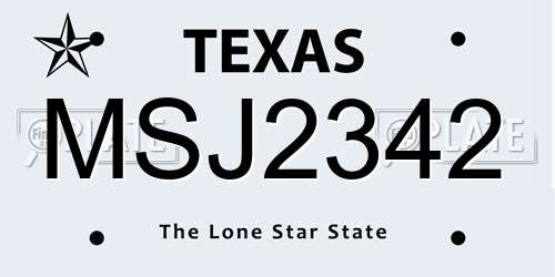 MSJ2342 Texas License Plate