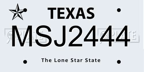 MSJ2444 Texas License Plate