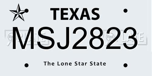 MSJ2823 Texas License Plate