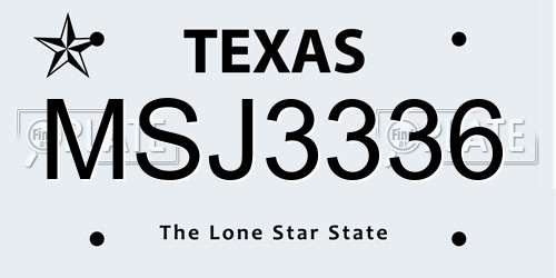 MSJ3336 Texas License Plate