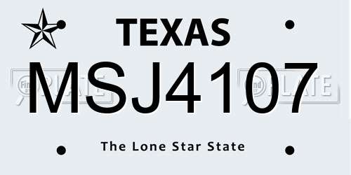 MSJ4107 Texas License Plate