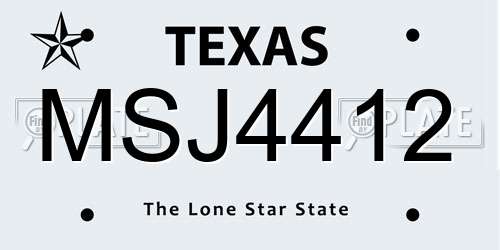 MSJ4412 Texas License Plate