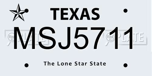 MSJ5711 Texas License Plate