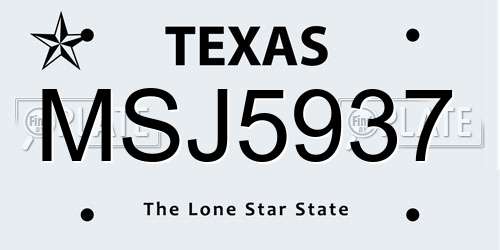 MSJ5937 Texas License Plate