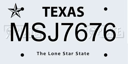 MSJ7676 Texas License Plate