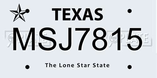 MSJ7815 Texas License Plate