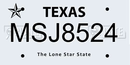 MSJ8524 Texas License Plate