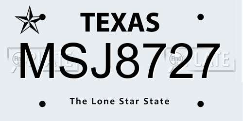 MSJ8727 Texas License Plate