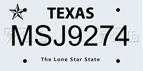 MSJ9274 Texas License Plate