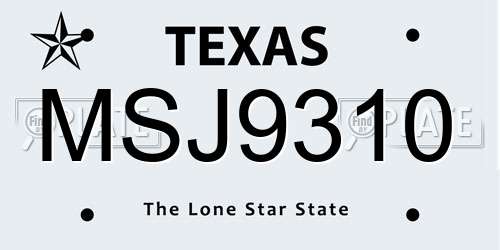 MSJ9310 Texas License Plate