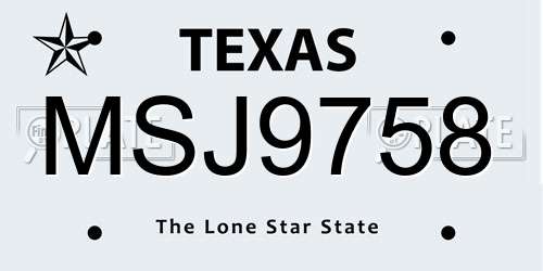 MSJ9758 Texas License Plate