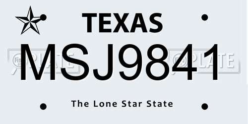 MSJ9841 Texas License Plate