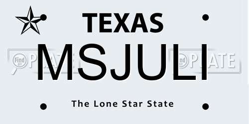 MSJULI Texas License Plate