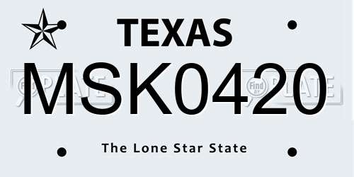 MSK0420 Texas License Plate