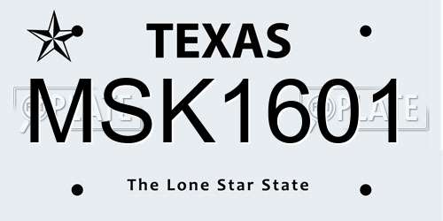 MSK1601 Texas License Plate