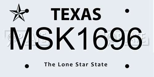 MSK1696 Texas License Plate