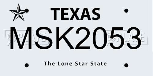 MSK2053 Texas License Plate