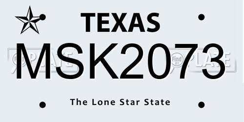 MSK2073 Texas License Plate